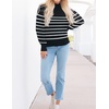 ZESICA Womens Fall Fashion Turtleneck Long Sleeve Knit Oversized Sweaters(Blackstripe)