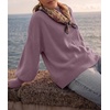ZESICA Womens Fall Fashion Turtleneck Long Sleeve Knit Oversized Sweaters(Darkviolet)
