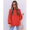 ZESICA Womens Fall Fashion Turtleneck Long Sleeve Knit Oversized Sweaters(Firered)