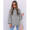 ZESICA Womens Fall Fashion Turtleneck Long Sleeve Knit Oversized Sweaters(Grey)