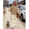 ZESICA Womens Fall Fashion Turtleneck Long Sleeve Knit Oversized Sweaters(Lightkhaki)