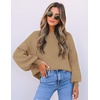 ZESICA Womens Fall Fashion Turtleneck Long Sleeve Knit Oversized Sweaters(Lightkhaki)