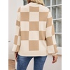 ZESICA Womens Fall Fashion Turtleneck Long Sleeve Knit Oversized Sweaters(Lightkhakiplaid)
