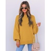 ZESICA Womens Fall Fashion Turtleneck Long Sleeve Knit Oversized Sweaters(Mustard)