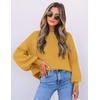ZESICA Womens Fall Fashion Turtleneck Long Sleeve Knit Oversized Sweaters(Mustard)