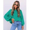 ZESICA Womens Fall Fashion Turtleneck Long Sleeve Knit Oversized Sweaters(Peacock)