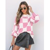 ZESICA Womens Fall Fashion Turtleneck Long Sleeve Knit Oversized Sweaters(Pinkplaid)