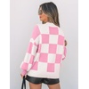ZESICA Womens Fall Fashion Turtleneck Long Sleeve Knit Oversized Sweaters(Pinkplaid)