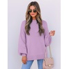 ZESICA Womens Fall Fashion Turtleneck Long Sleeve Knit Oversized Sweaters(Purple)