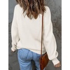 ZESICA Womens Fall Fashion Turtleneck Long Sleeve Knit Oversized Sweaters(White)