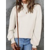 ZESICA Womens Fall Fashion Turtleneck Long Sleeve Knit Oversized Sweaters(White)
